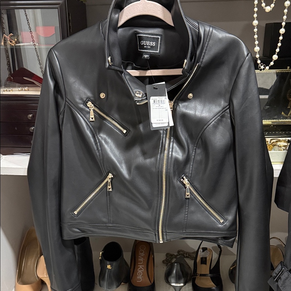 Guess Women's Sleek Black Leather Jacket